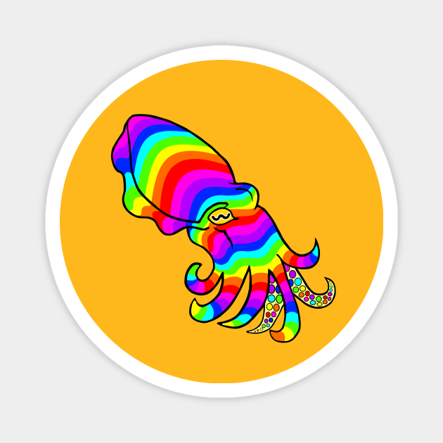 Rainbow Cuttlefish Magnet by JenTiger